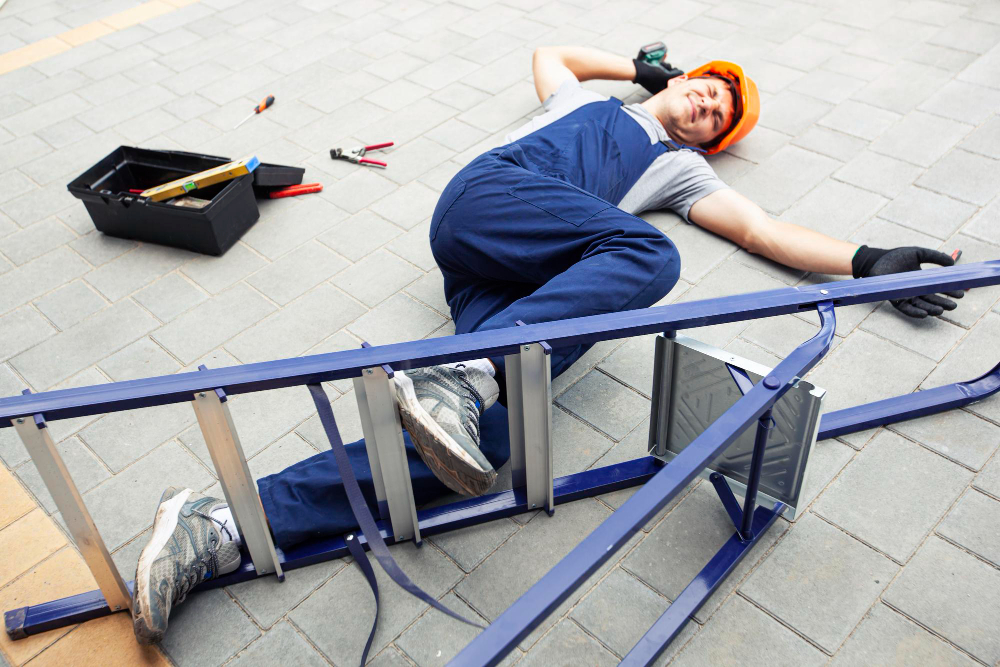 Serene Several Workers Have Been Injured From Slip And Fall Hazards Scene Illustration Serene Several Workers Have Been Injured From Slip And Fall Hazards Scene Illustration